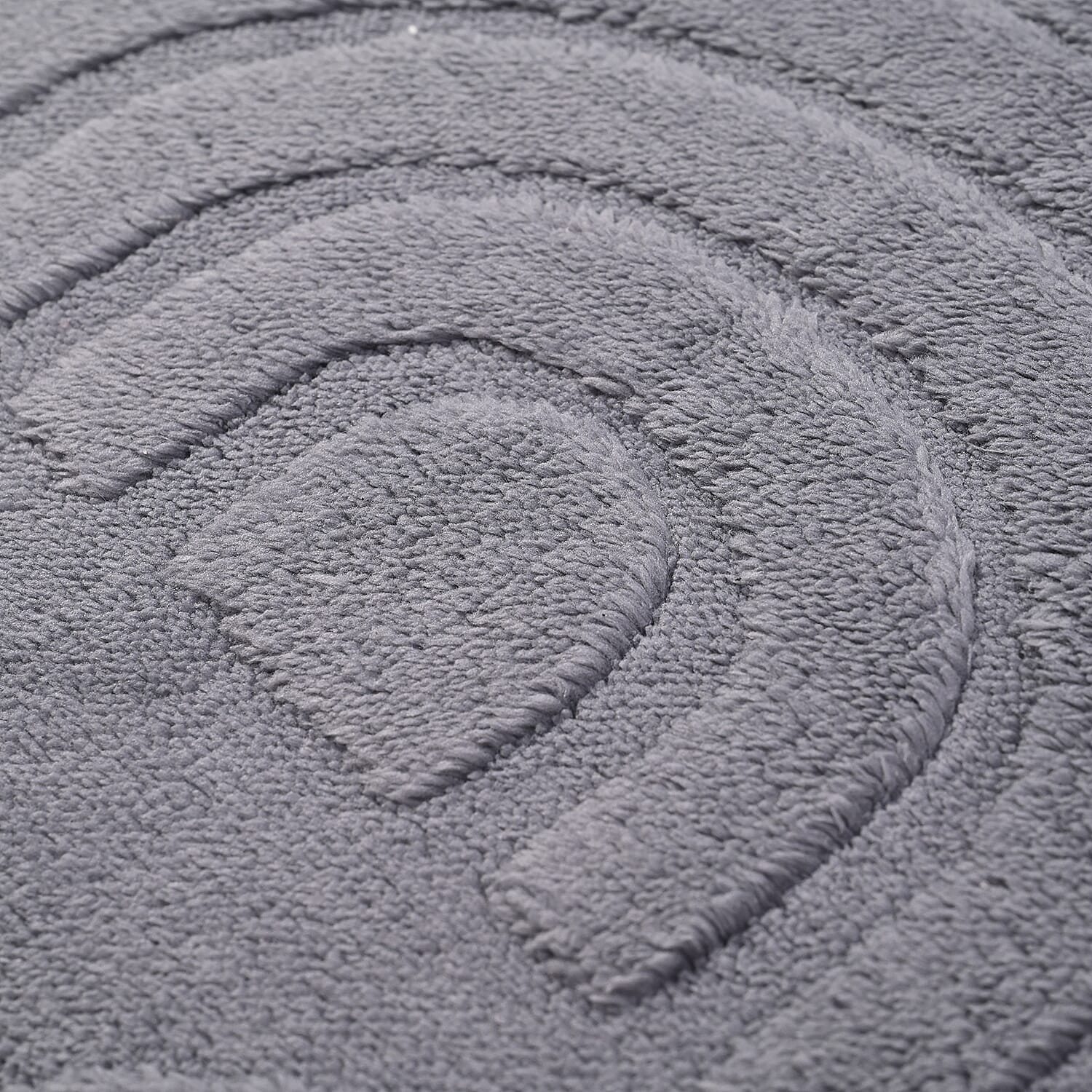 3 Piece Patterned Bathroom Mat Set - Dark Grey