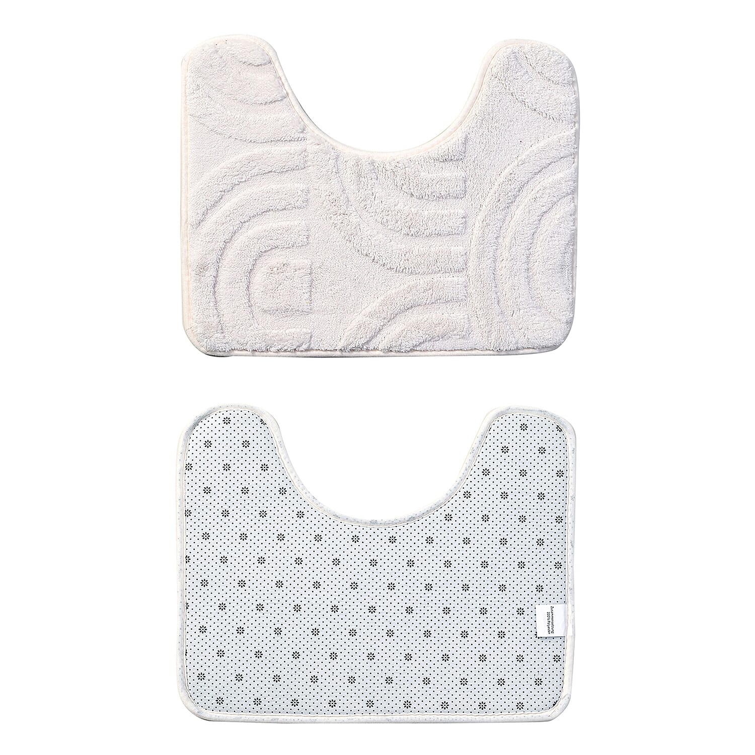 Polyester Patterned Rug and Door Mat (Size 80x1 cm) - Cream & Dark Grey