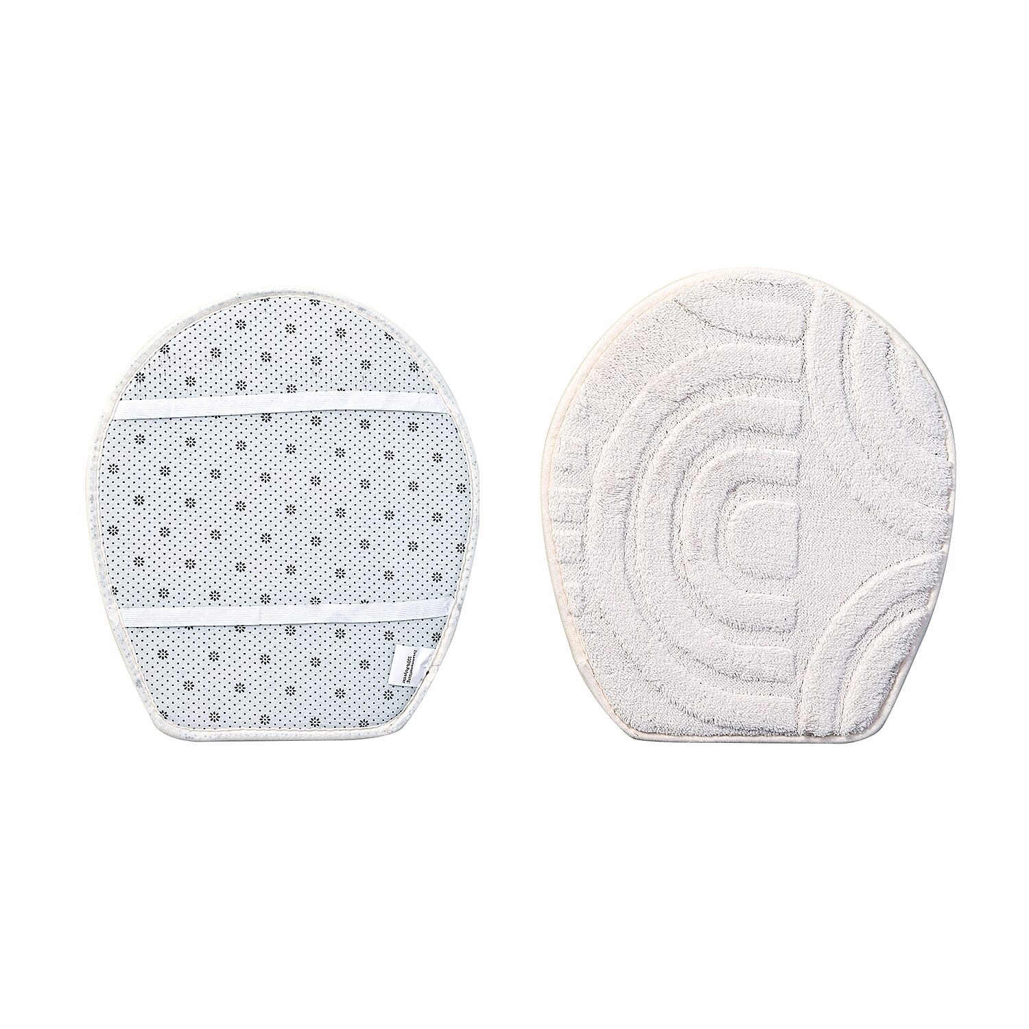 Polyester Patterned Rug and Door Mat (Size 80x1 cm) - Cream & Dark Grey