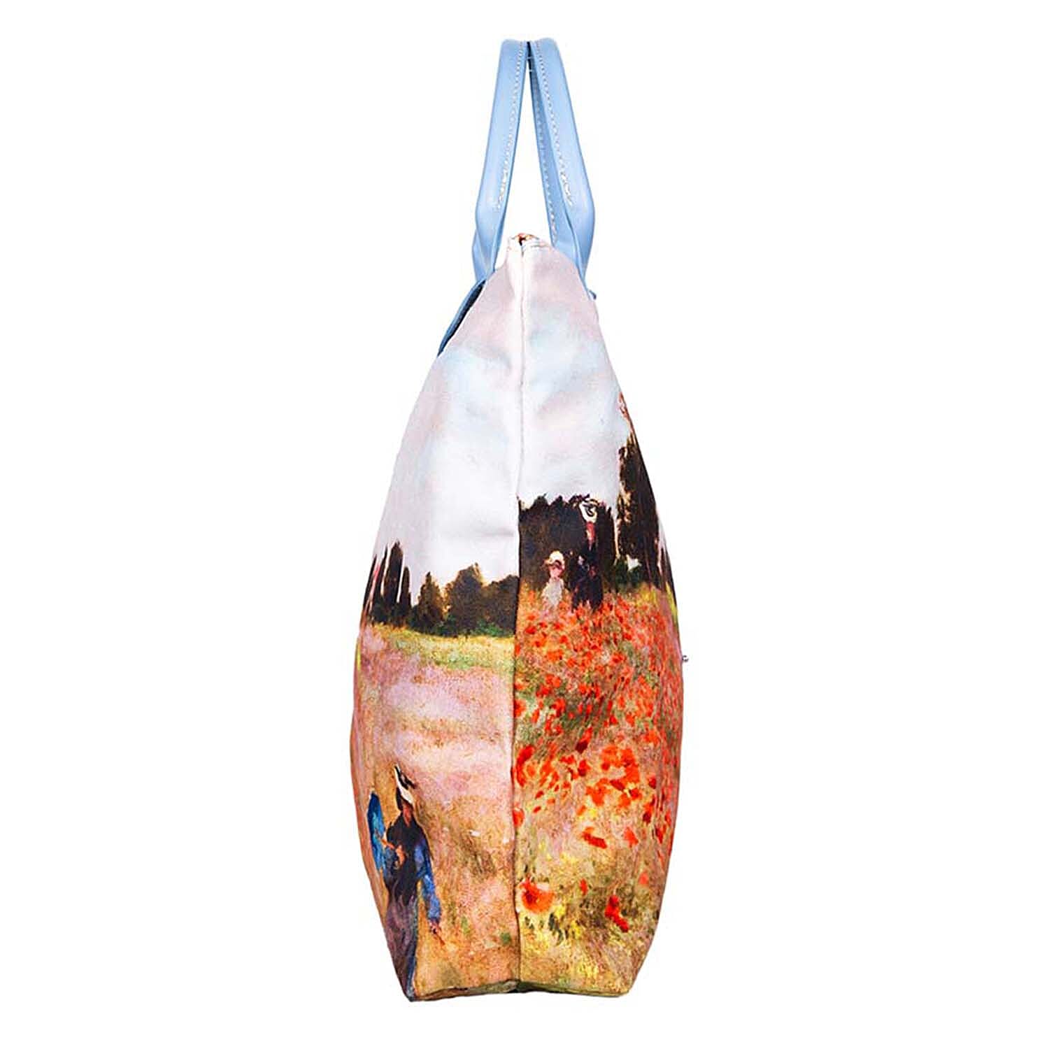  Signare Tapestry Monet Poppy Field Print Foldaway Bag - Orange & Blue