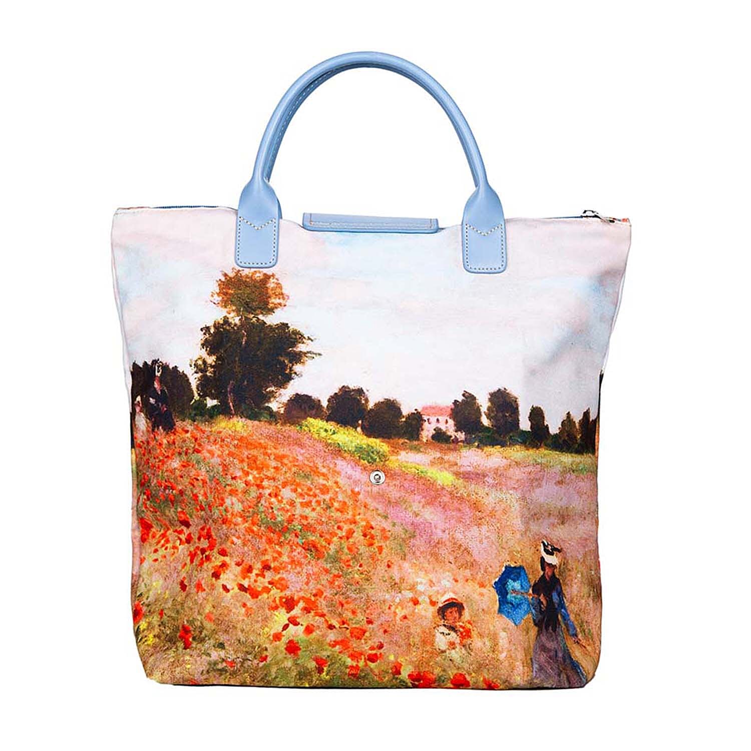  Signare Tapestry Monet Poppy Field Print Foldaway Bag - Orange & Blue
