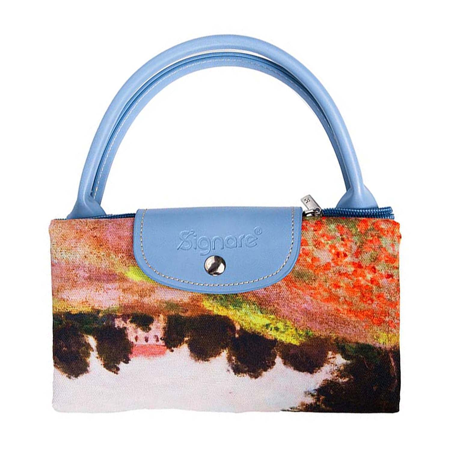  Signare Tapestry Monet Poppy Field Print Foldaway Bag - Orange & Blue
