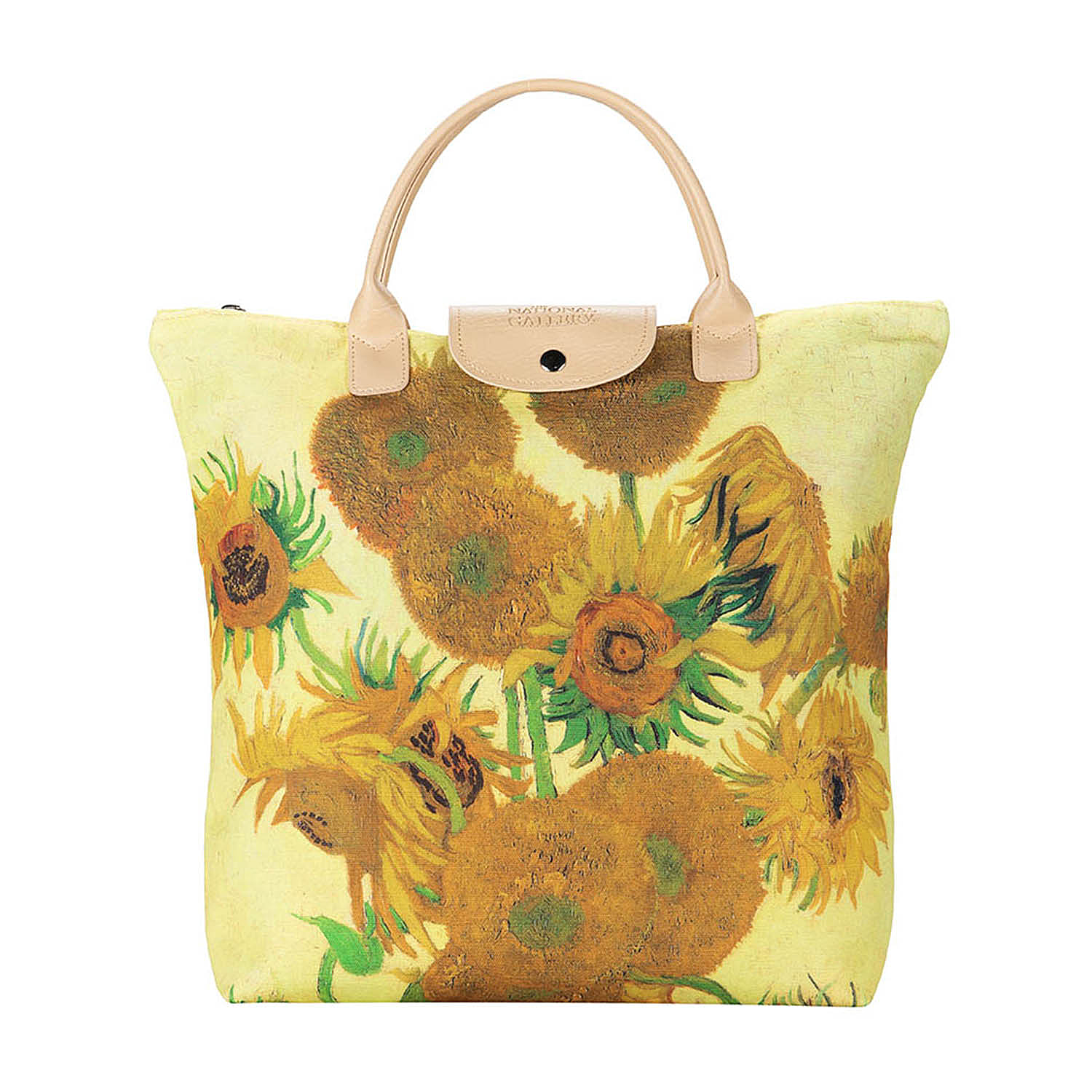 Signare Tapestry Leatherette Von Gogh Sunflower The National Gallery Print Foldaway Bag - Yellow
