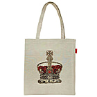 Signare Tapestry Panel Crown Leatherette Flat Tote Bag - Beige