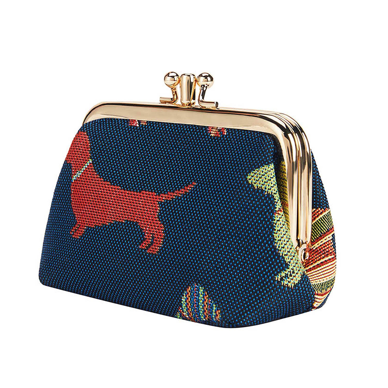 Signare Tapestry Dachshund Frame Purse - Navy