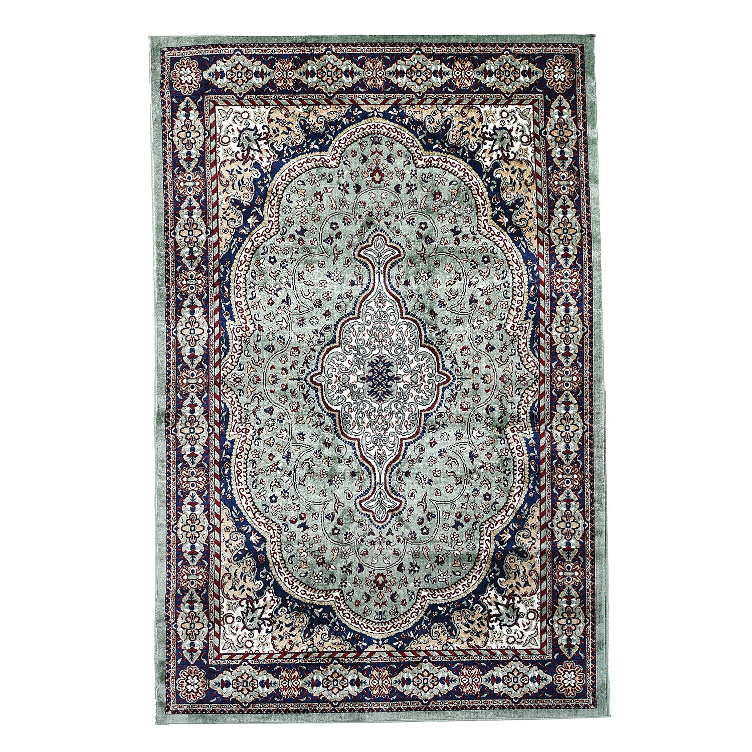 Polyester Printed Rug and Door Mat (Size 120x1 cm) - Mint & Mint