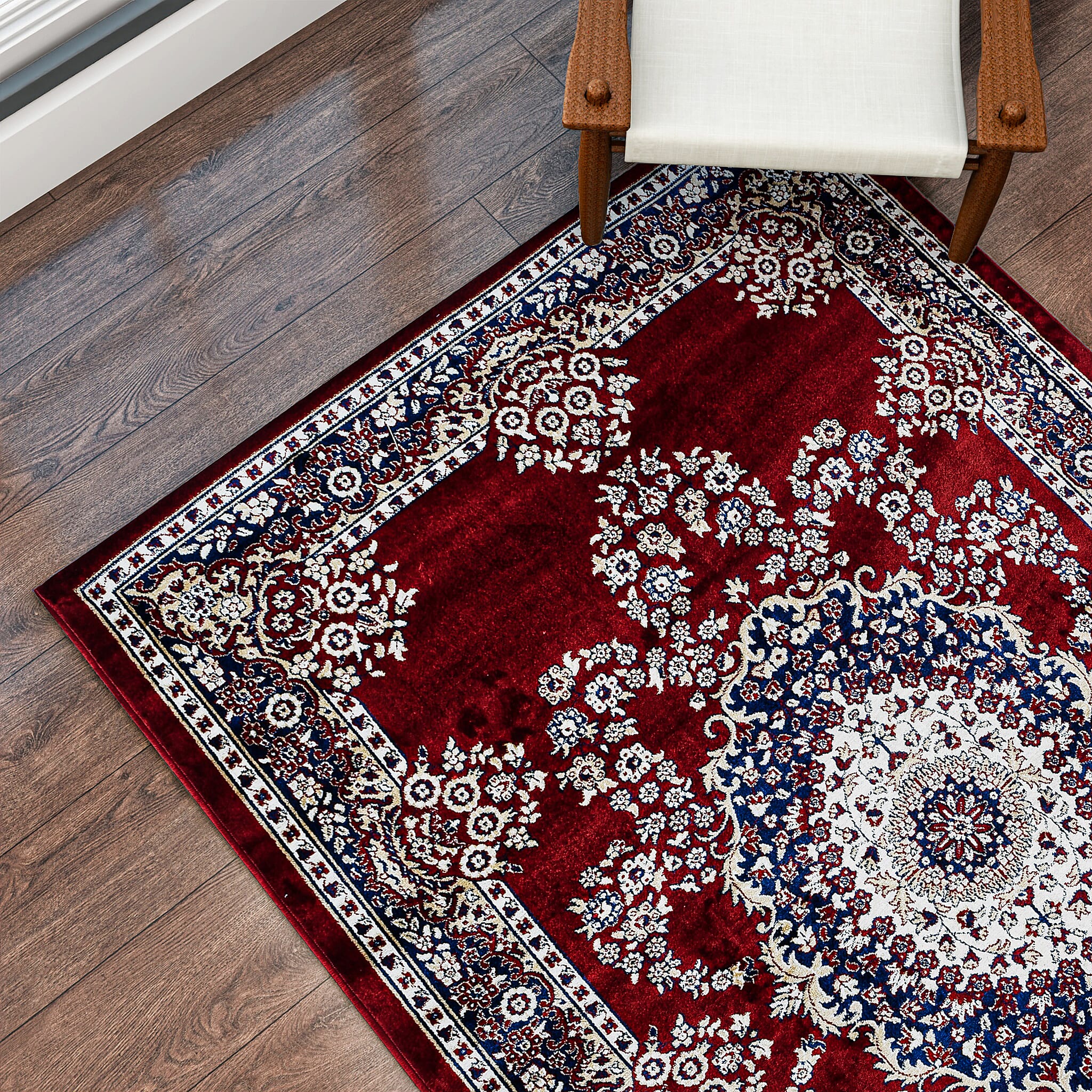 Traditional Printed Pile Carpet (Size 180x120 cm) - Red