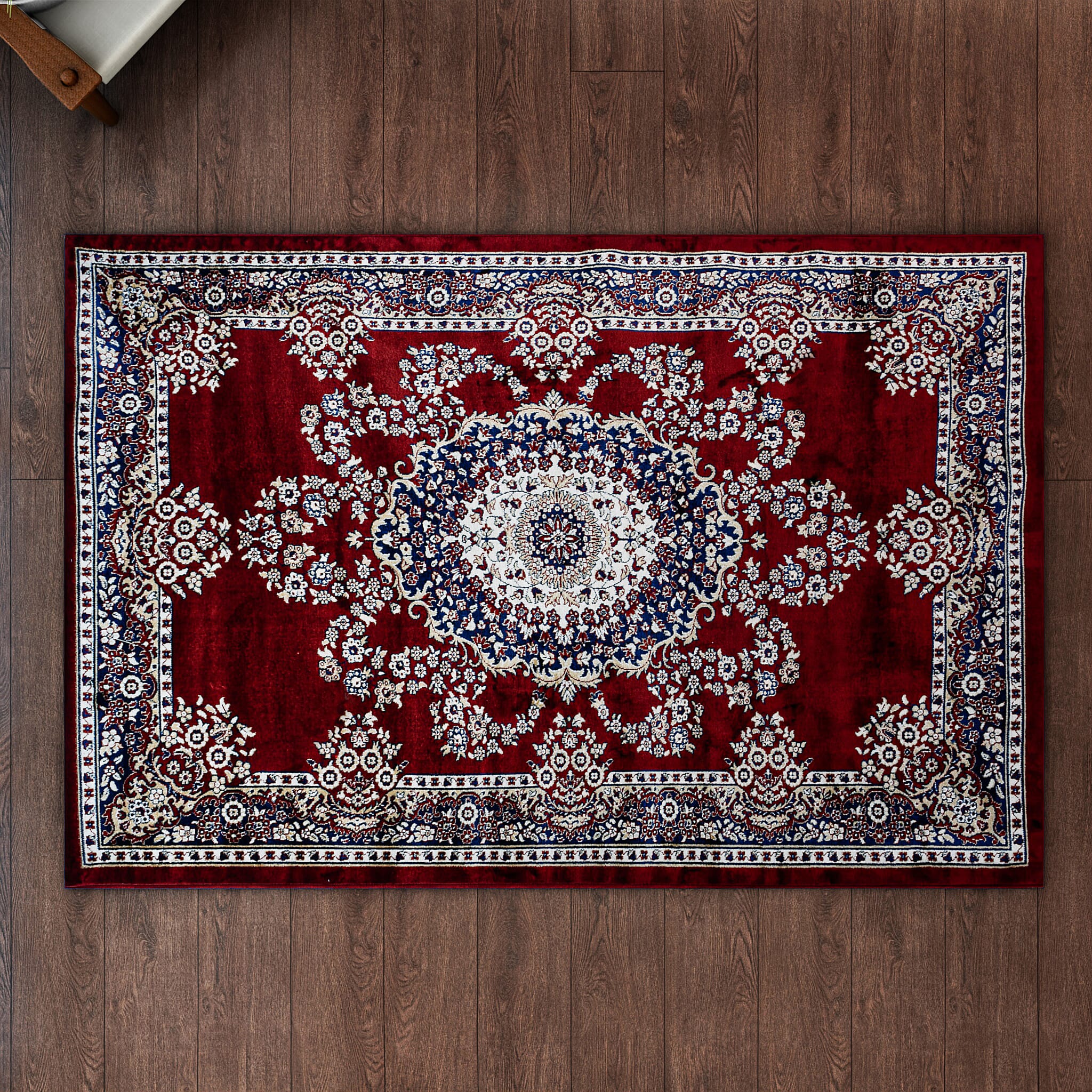 Traditional Printed Pile Carpet (Size 180x120 cm) - Red