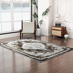 Polyester Traditional Rug and Door Mat - Yellow