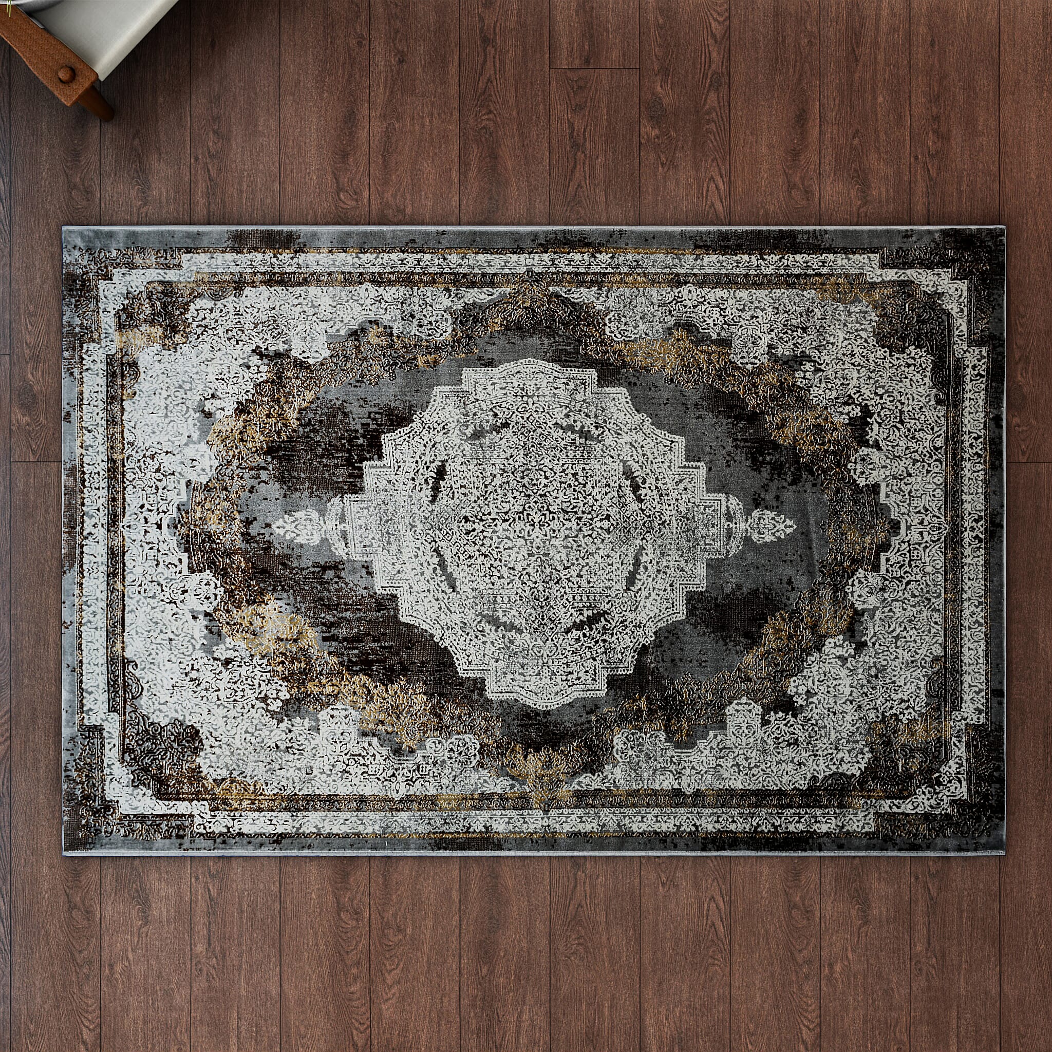 Traditional Printed Pile Carpet (Size 180x120 cm) - Grey