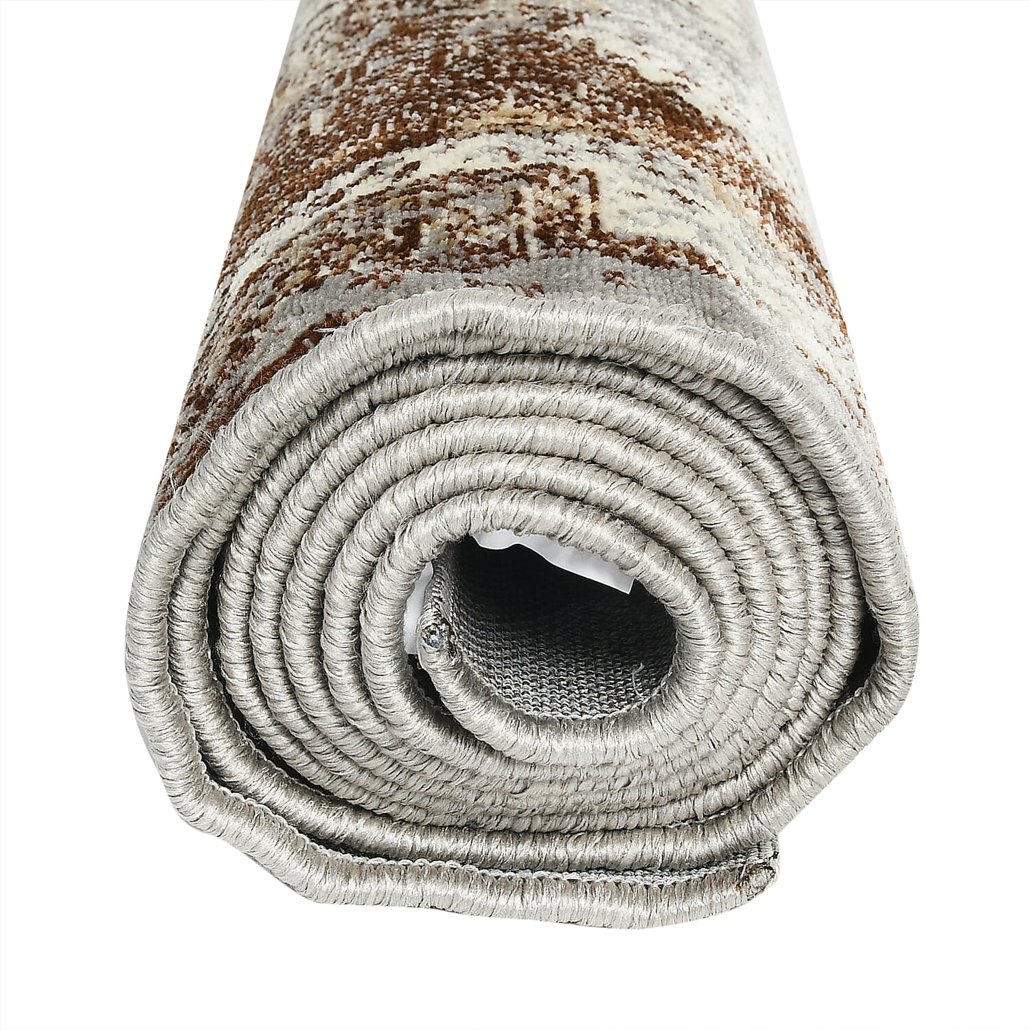 Polyester Printed Rug and Door Mat (Size 120x1 cm) - Grey & Mint