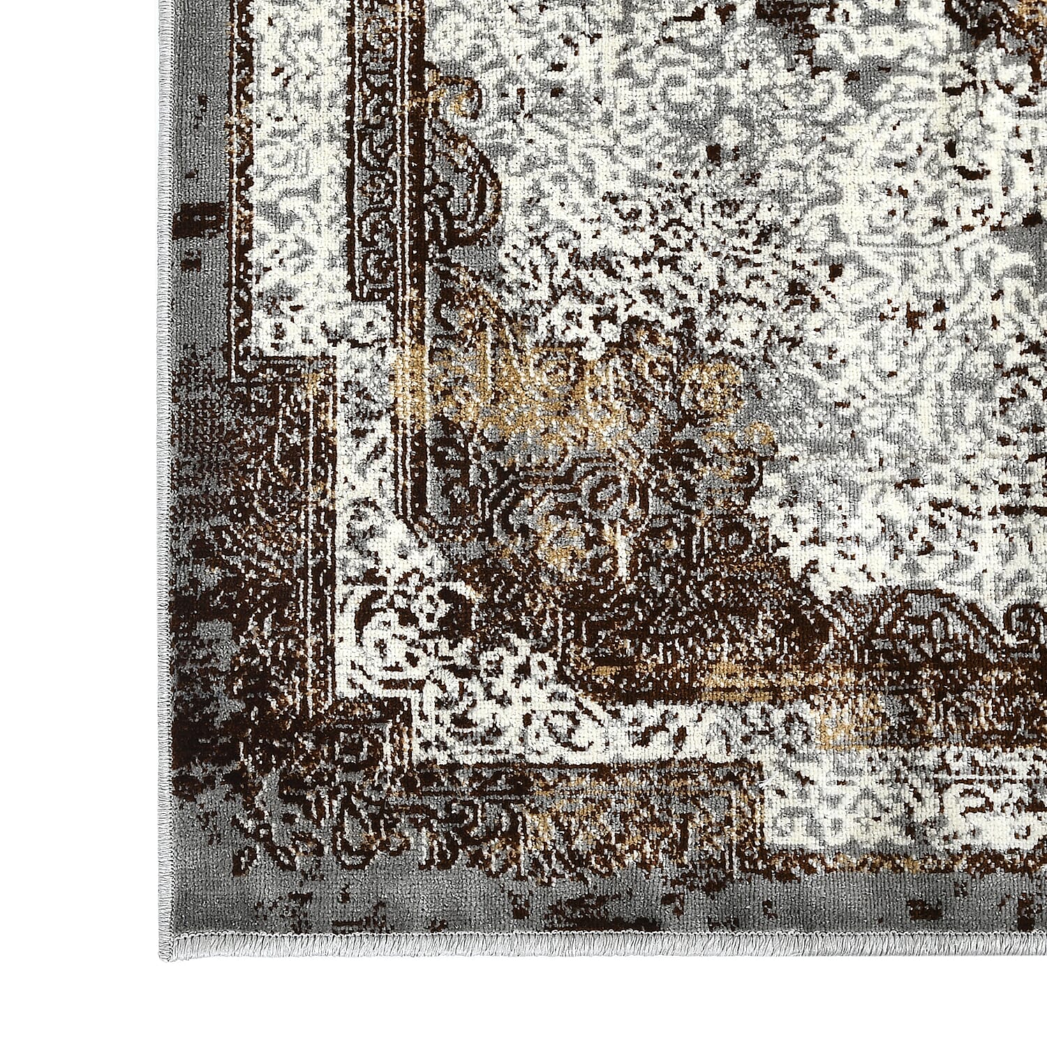 Polyester Printed Rug and Door Mat (Size 120x1 cm) - Grey & Mint