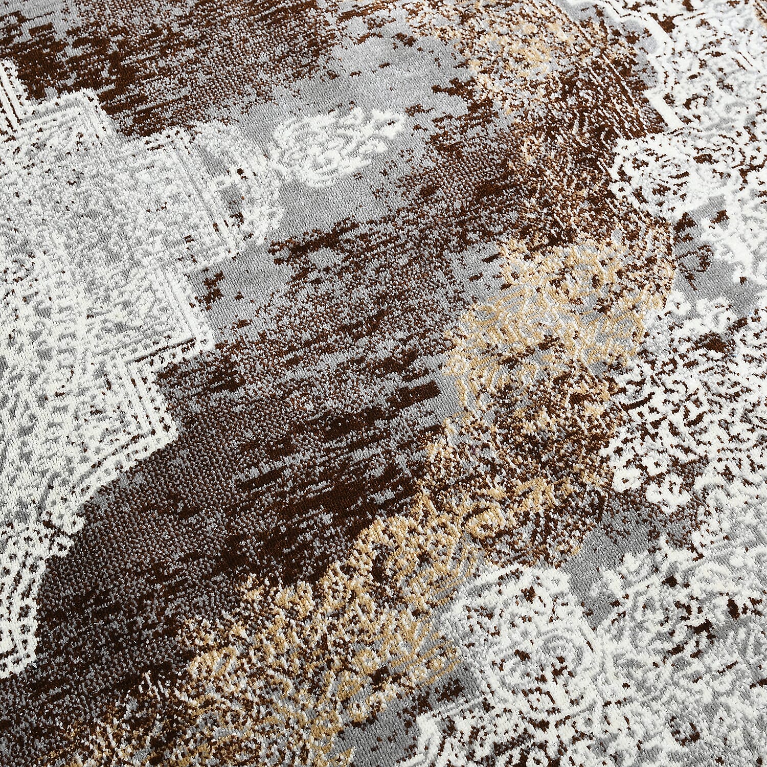 Polyester Printed Rug and Door Mat (Size 120x1 cm) - Grey & Mint