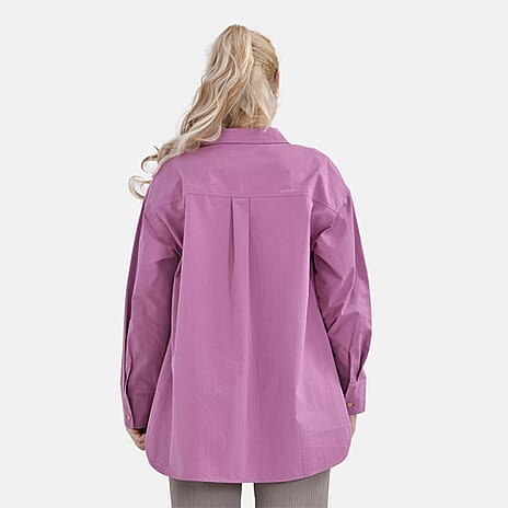 La Marey Cotton Plain Shirt-Jacket (Size S 8 to10) - Pink