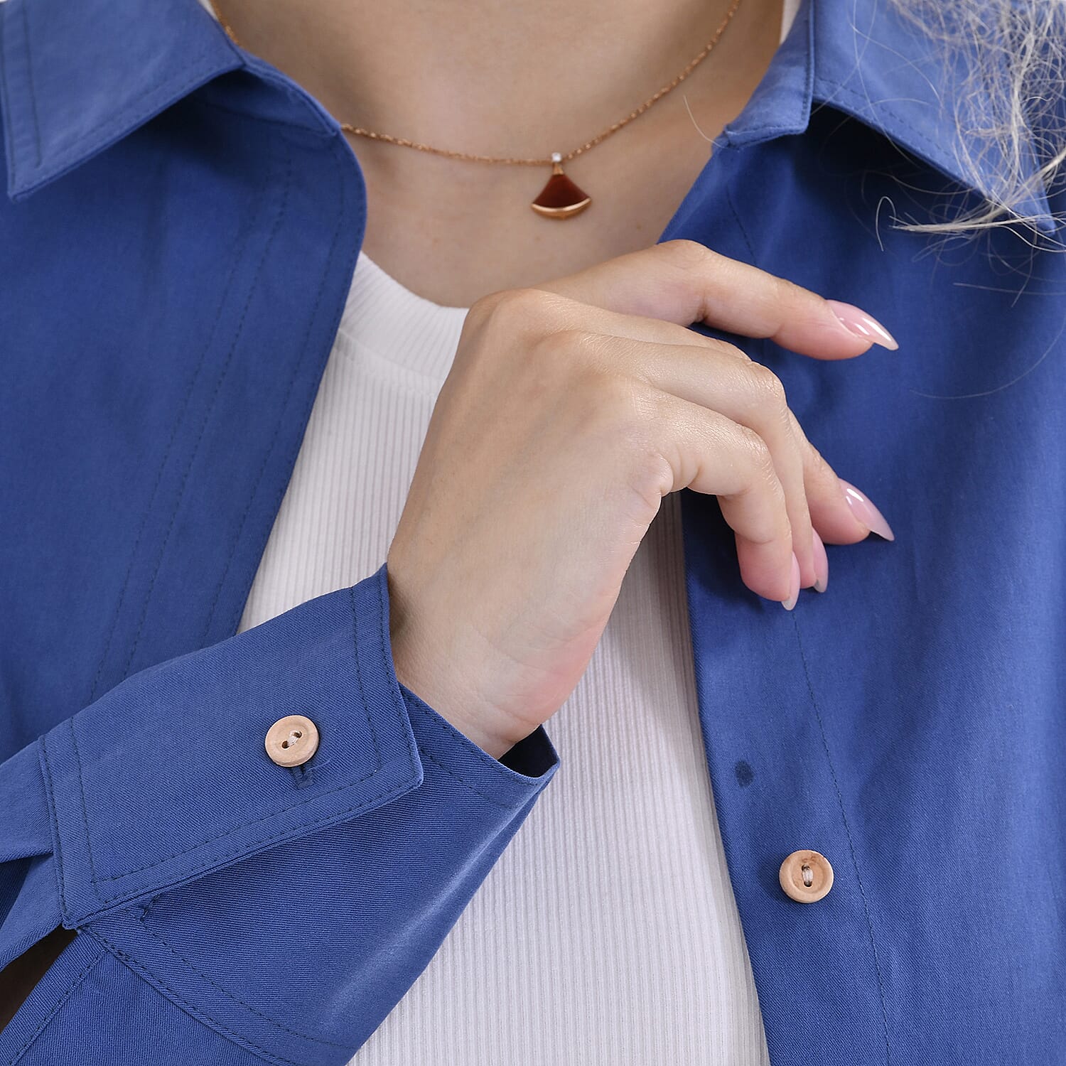 La Marey Pure Cotton Button Down Plain Blouse