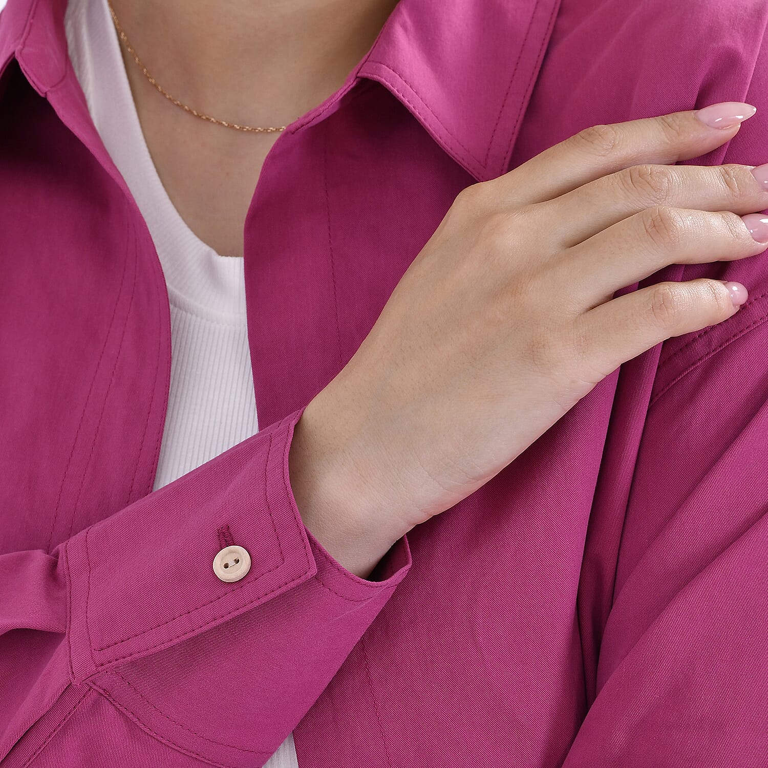 La Marey Pure Cotton Button Down Plain Blouse