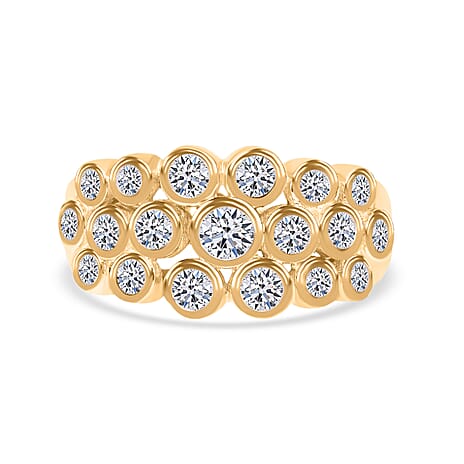 Luxuriant Diamond - 10K Yellow Gold SGL Certified Zambian Emerald & Lab Grown Diamond (VS-SI) Bubble Ring 1.10 Ct.
