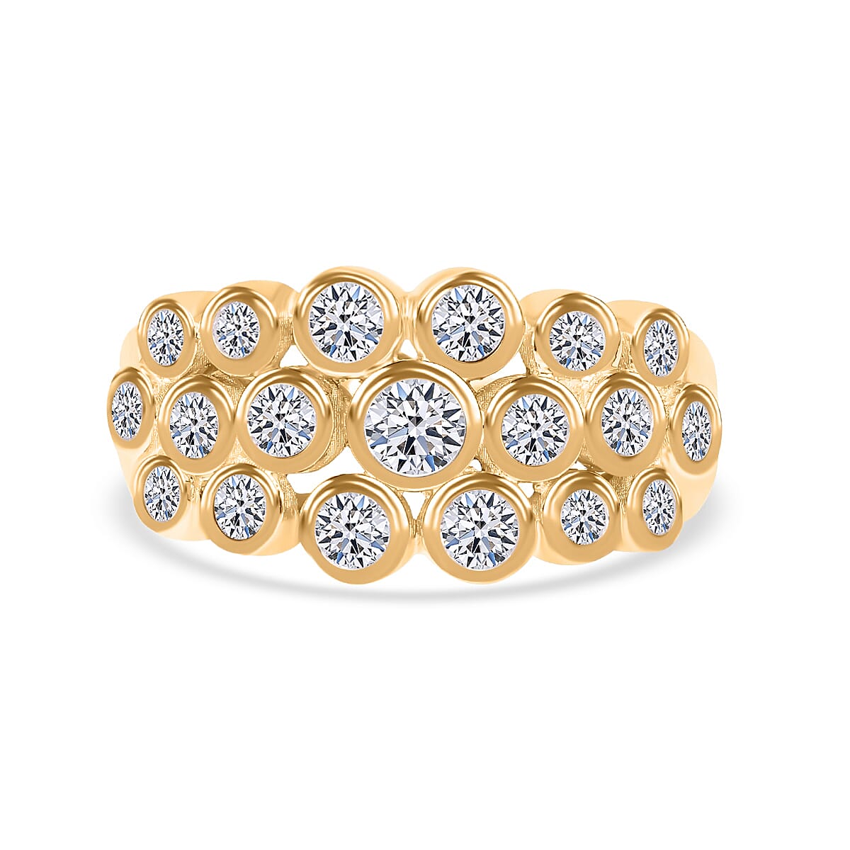 LUXURIANT 1 Ct. Lab Grown Diamond Bubble Ring in 9K Yellow Gold, SGL Certified