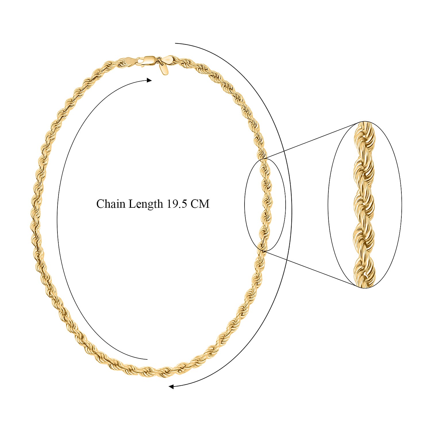 Hatton Garden Closeout  - 9K Yellow Gold Broad Rope Necklace (Size - 20),  Gold Wt. 17.55 Gms