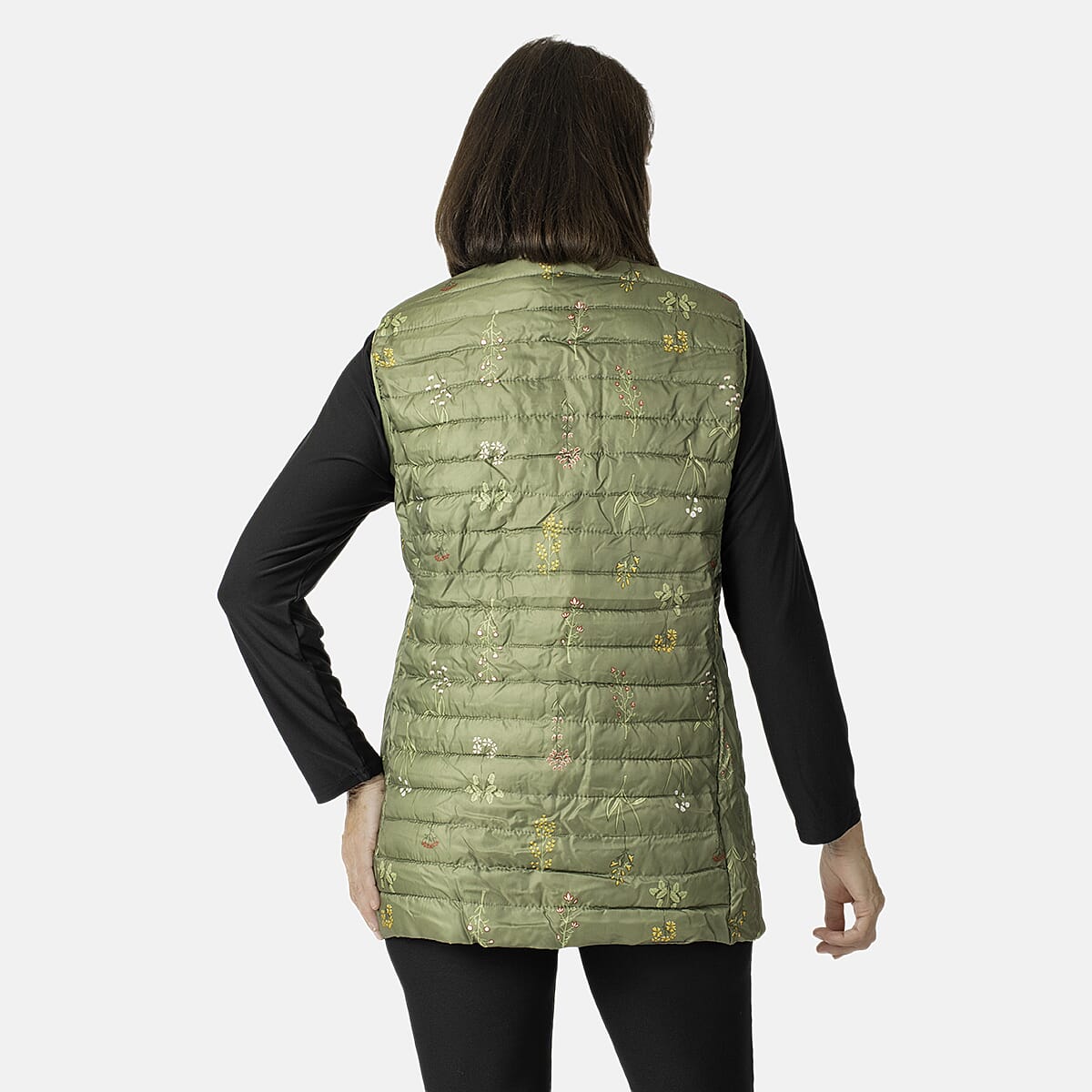 Weekend Ladies Floral Pack Away Gilet (Size 12)- Green