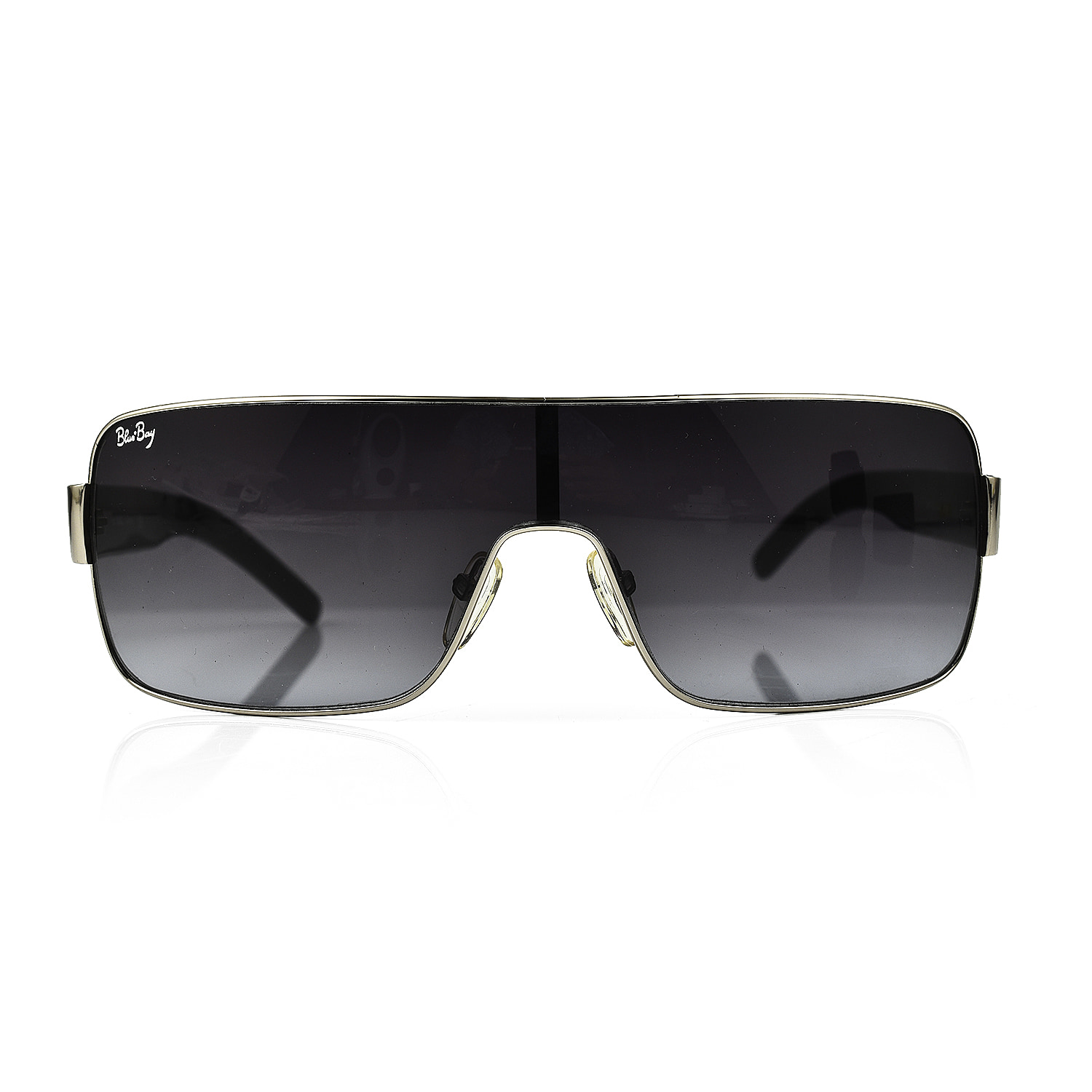 BLUEBAY-Unisex-Metal-Sheild-Sunglasses-Silver-Black