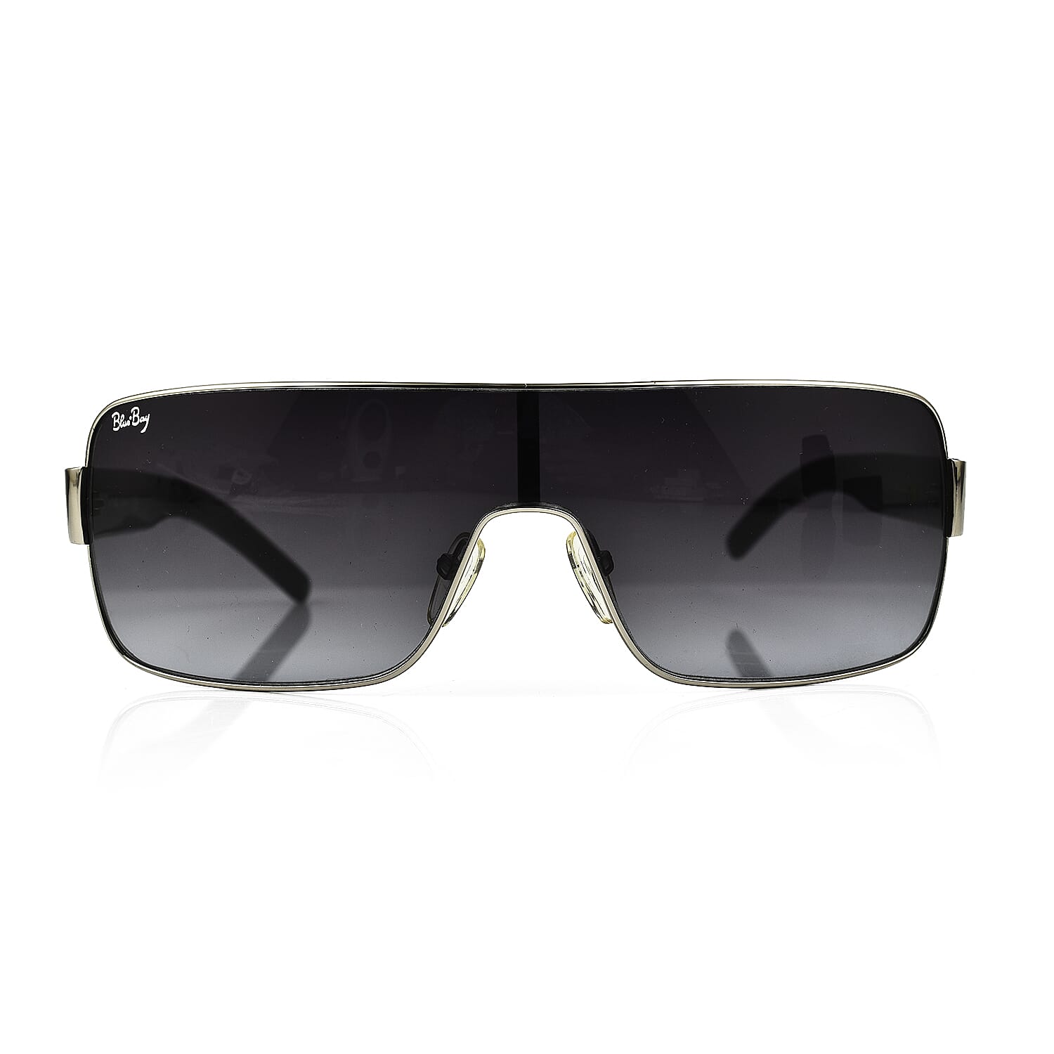 BLUEBAY Unisex Metal Sheild Sunglasses - Silver & Black