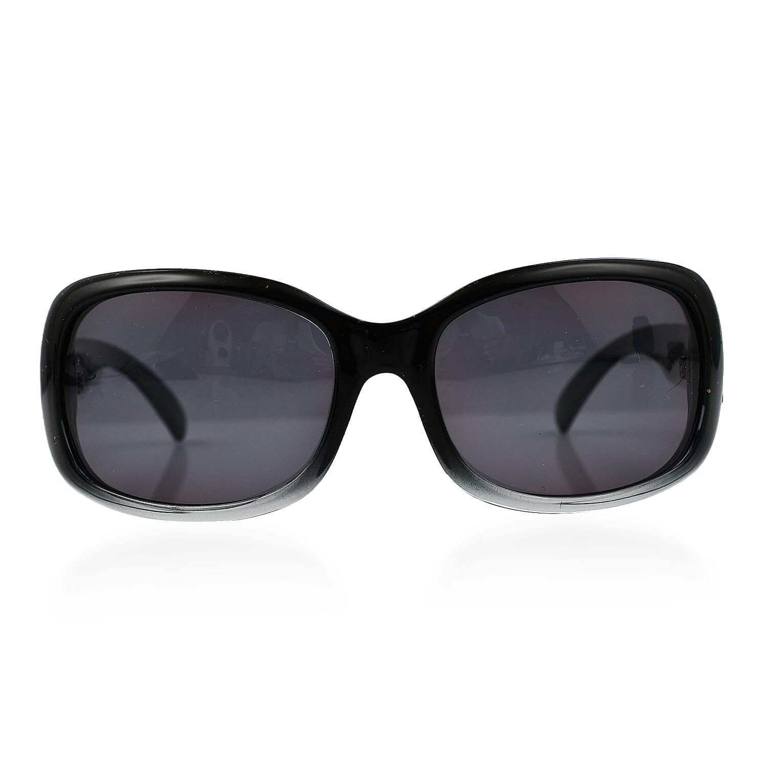 HIS Rectangle Two-Tone POLARIZED Sunglasses with Metal Decor on Temples - Black - Unisex