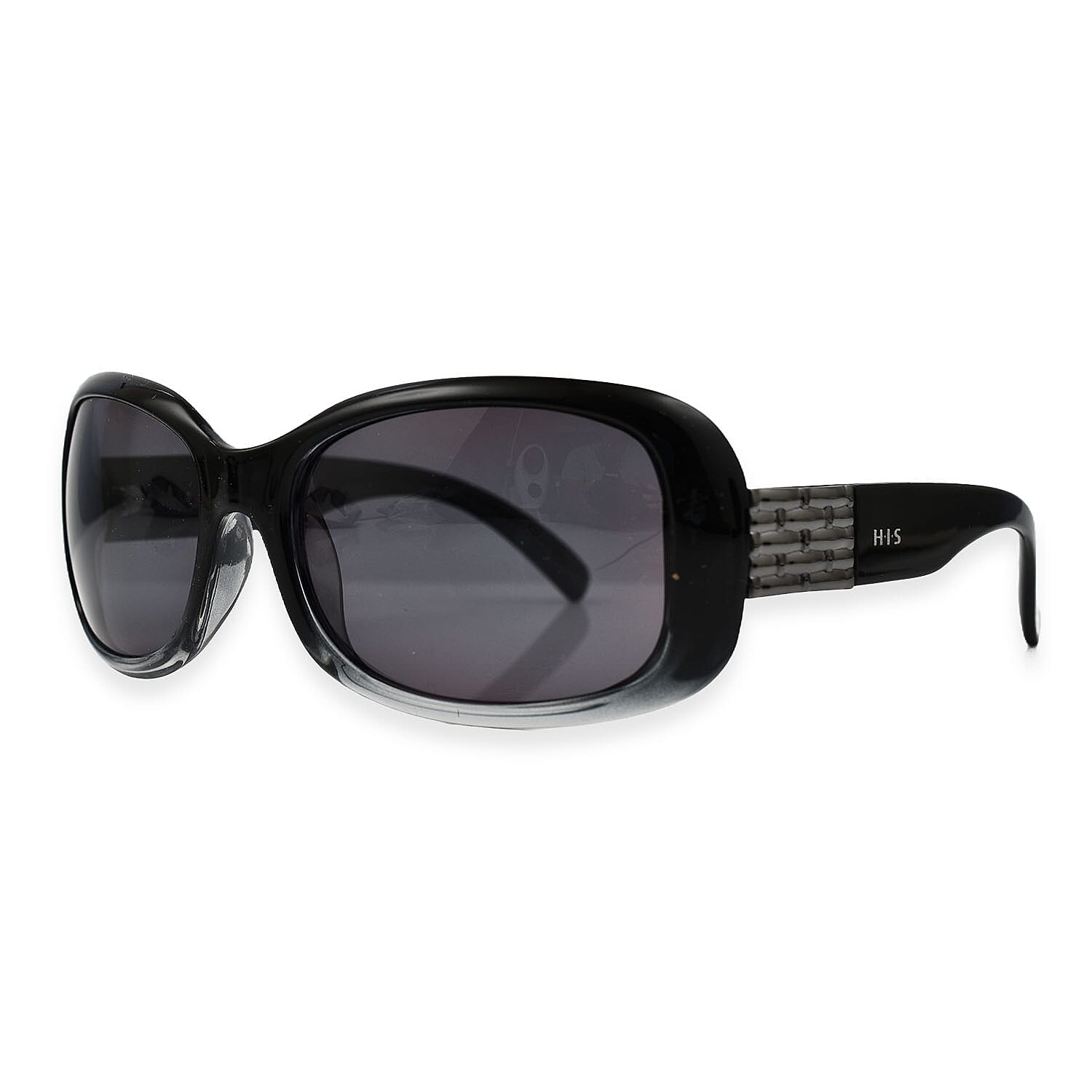 HIS Rectangle Two-Tone POLARIZED Sunglasses with Metal Decor on Temples - Black - Unisex