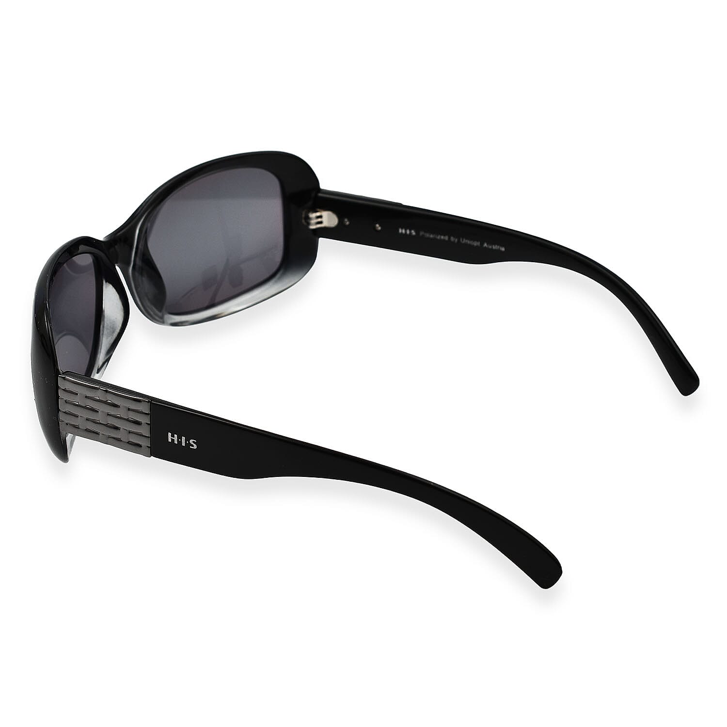 HIS Rectangle Two-Tone POLARIZED Sunglasses with Metal Decor on Temples - Black - Unisex