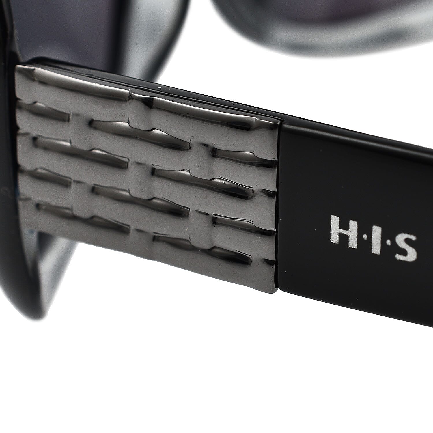 HIS Rectangle Two-Tone POLARIZED Sunglasses with Metal Decor on Temples - Black - Unisex