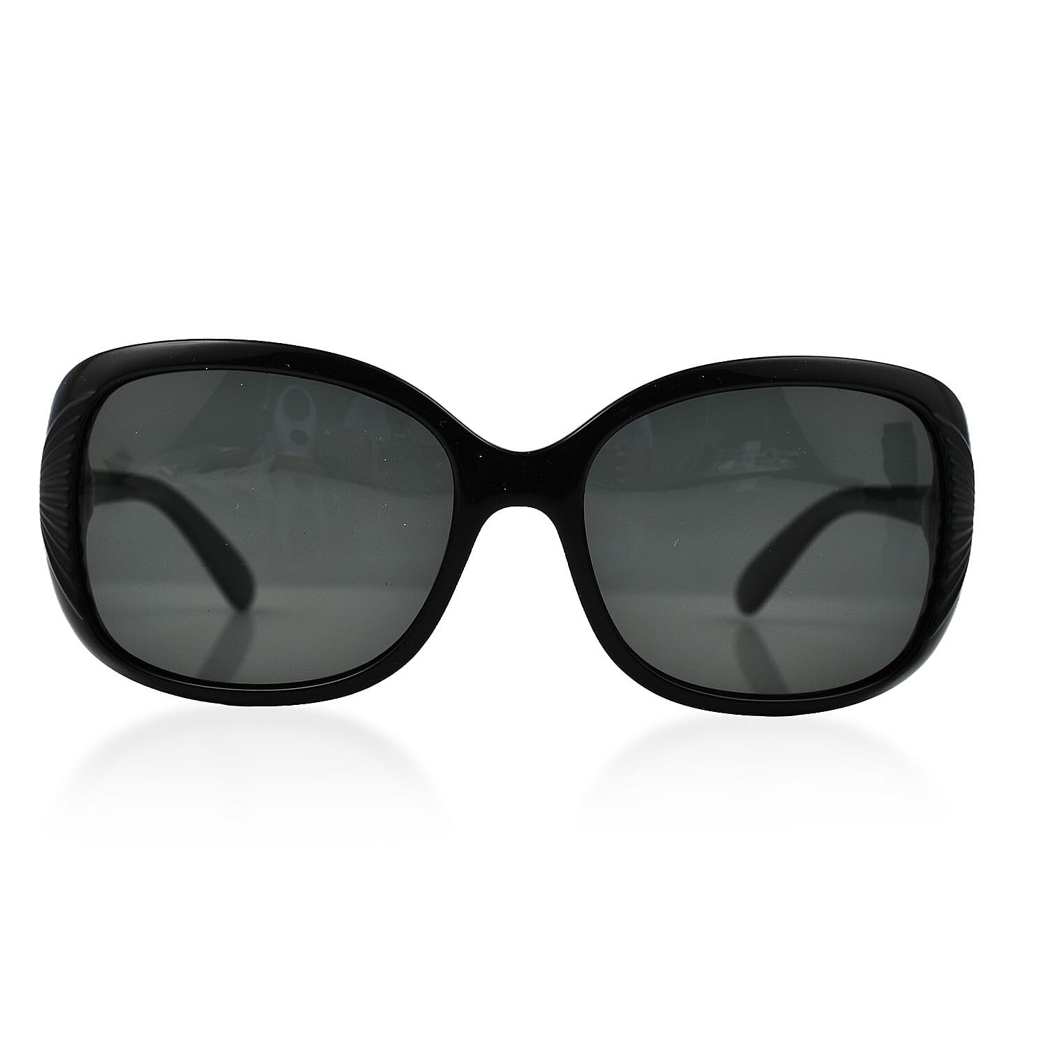 HIS Square POLARIZED Sunglasses with Metal Decor on Temples - Black - Unisex