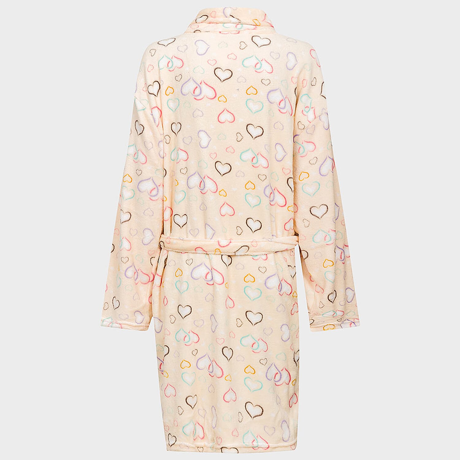 Heart Printed Plush Dressing Gown (One Size) - Yellow