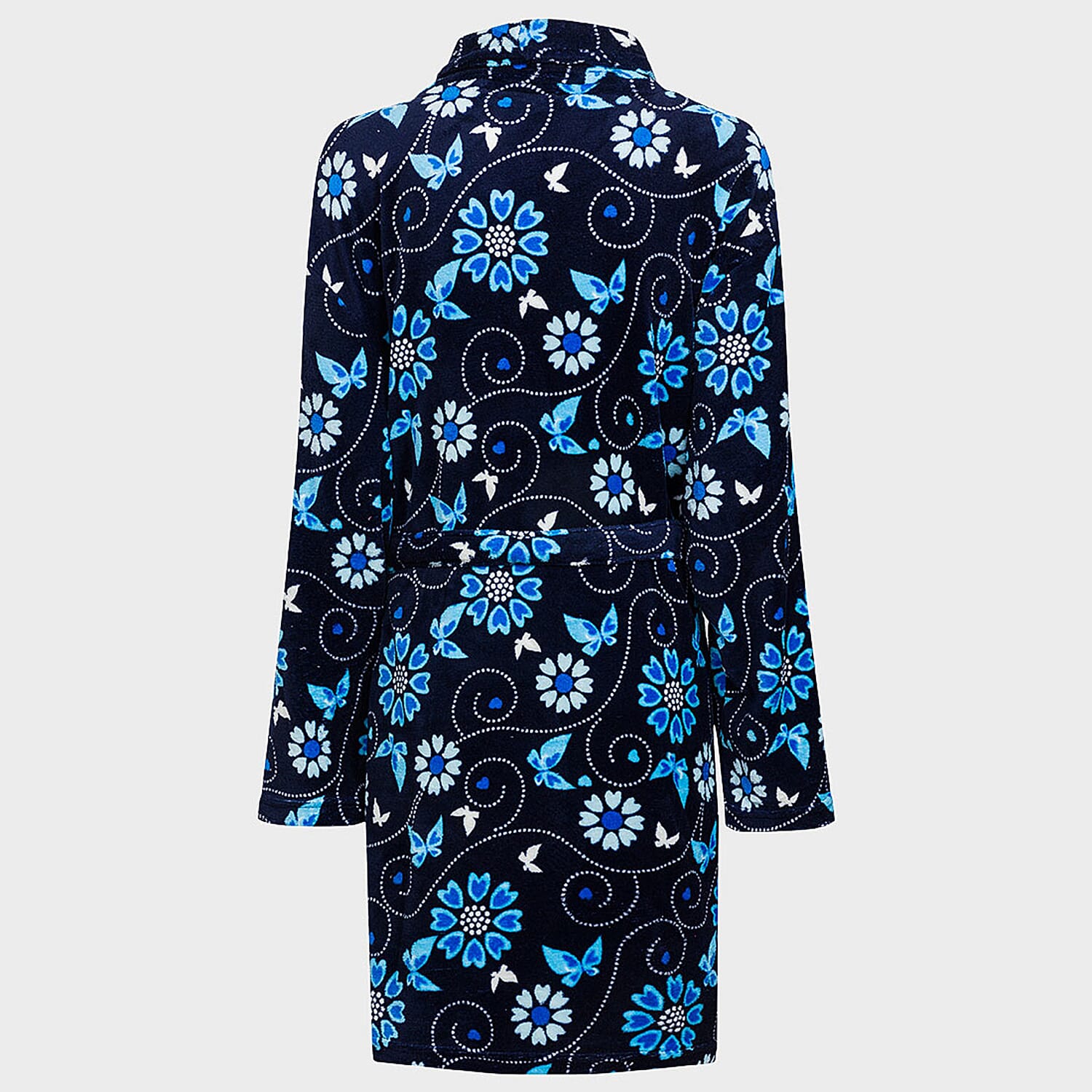 Diana Floral Printed Dressing Gown (One Size, upto 18) - Dark Blue