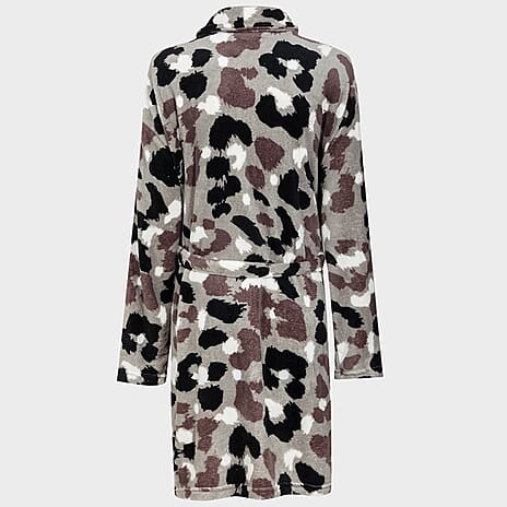 Snuggle Fleece Plush Dressing Gown (One Size) - Grey