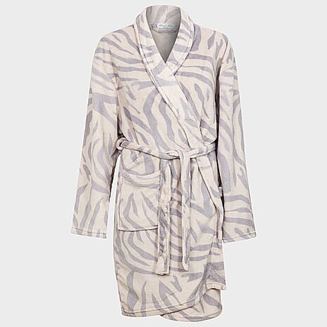 Diana Printed Dressing Gown (One Size, upto 18) - Light Grey