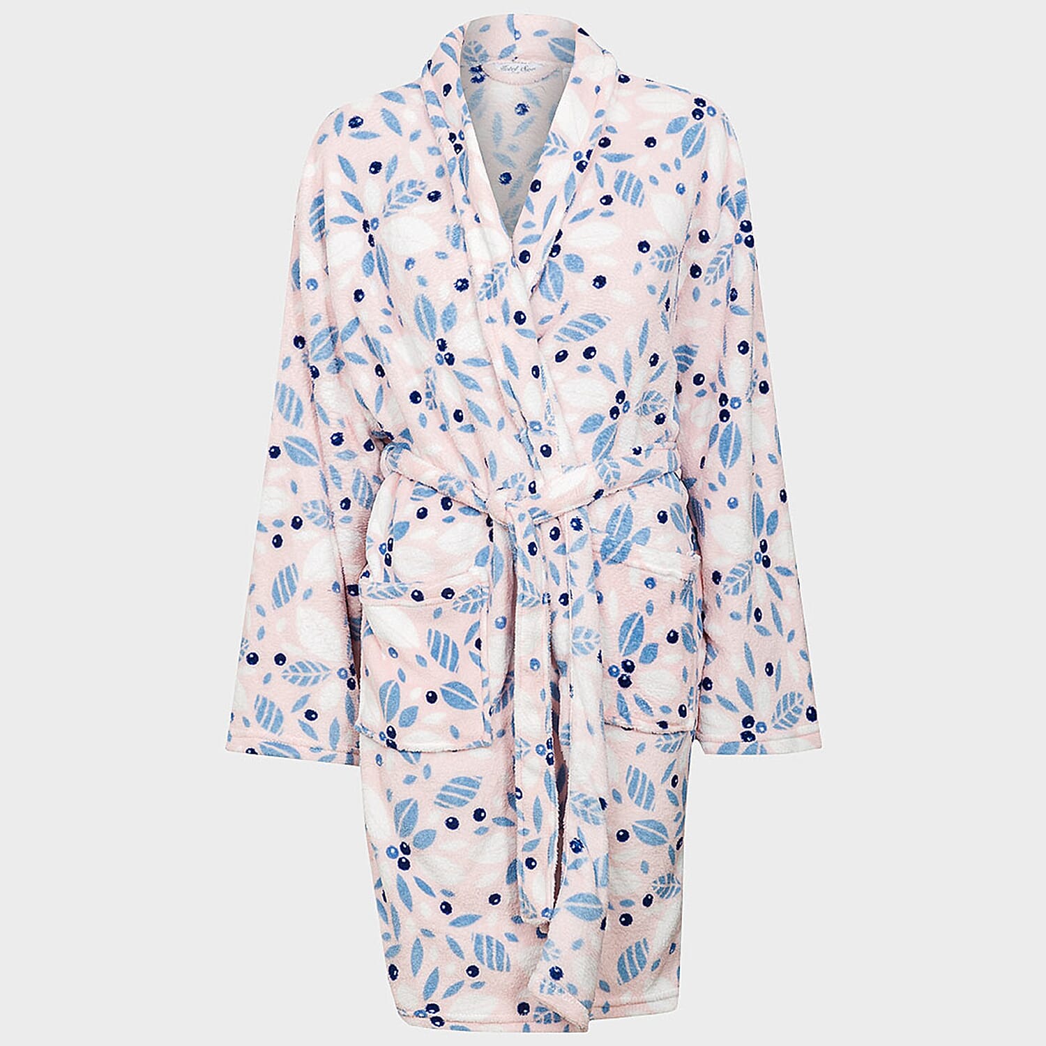 Printed Plush Dressing Gown (One Size) - White