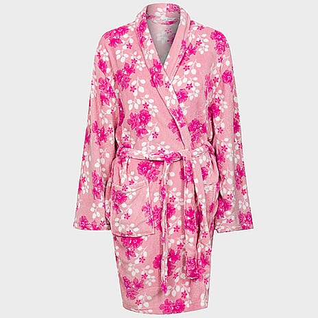 Diana Floral Pattern Dressing Gown (One Size, upto 18) - Pink