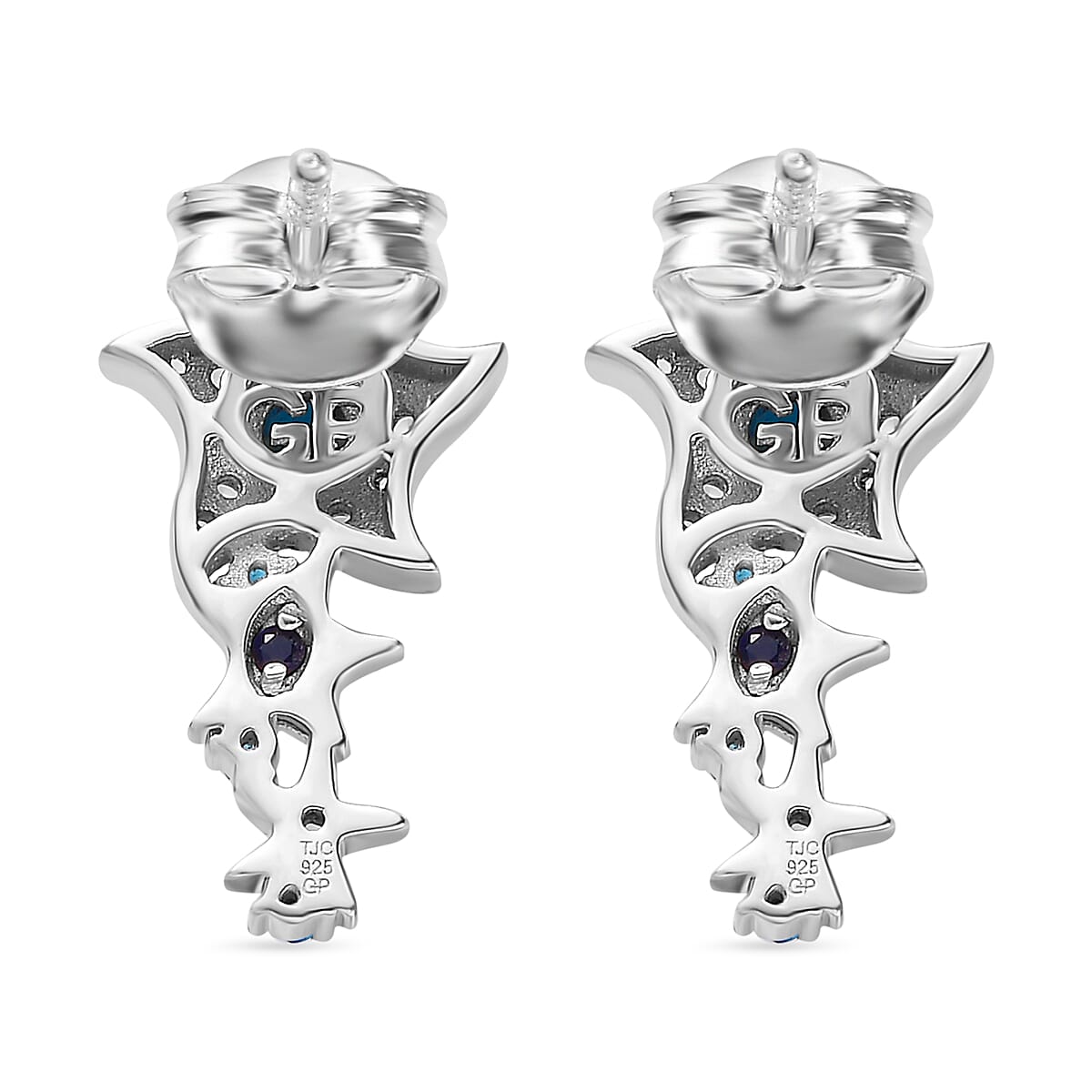 GP Celesetial Collection - Neon Apatite & Natural Zircon Earrings in Rhodium & 18K Vermeil Yellow Gold Plated Sterling Silver 0.69 Ct.