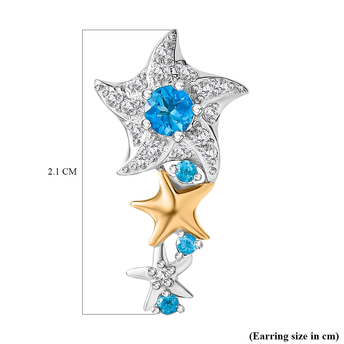 GP Celesetial Collection - Neon Apatite & Natural Zircon Earrings in Rhodium & 18K Vermeil Yellow Gold Plated Sterling Silver 0.69 Ct.