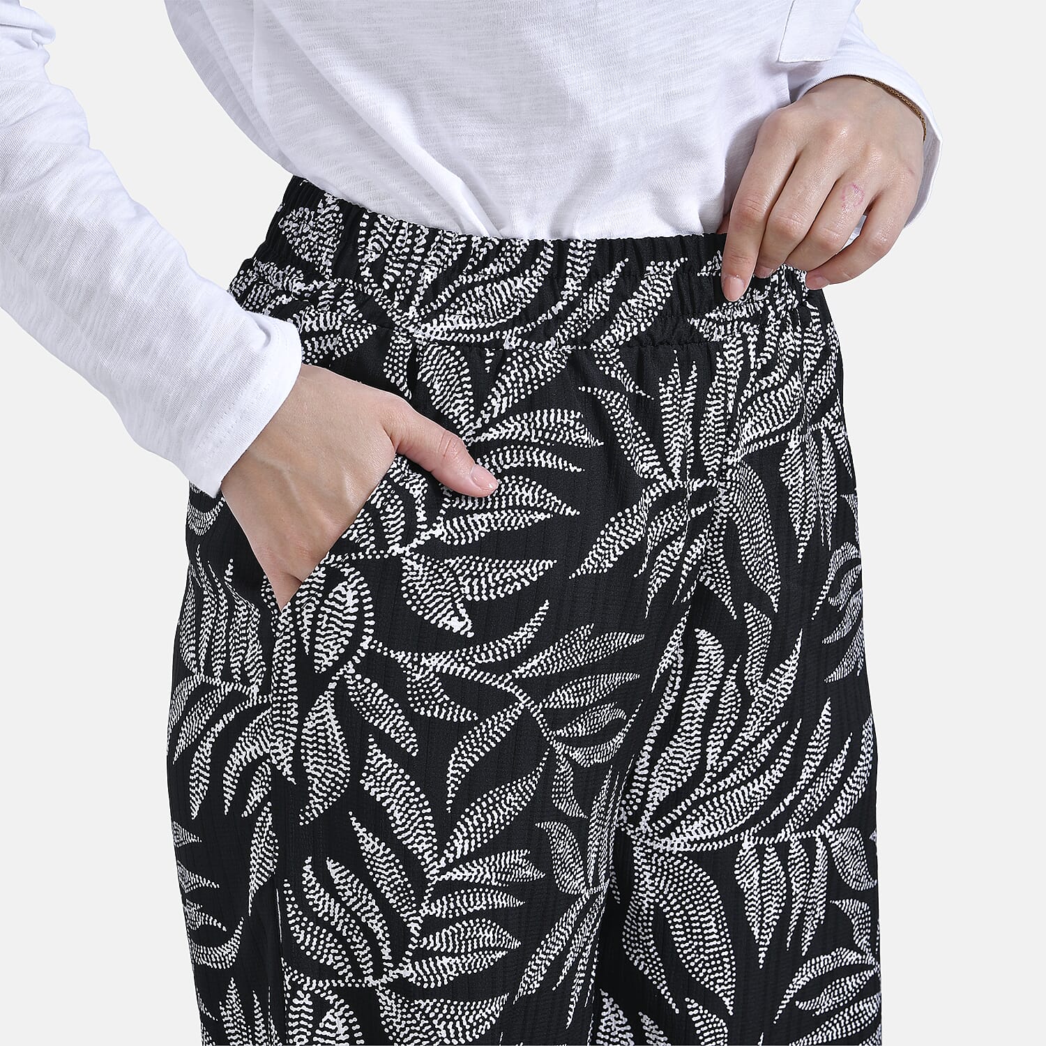La Marey Printed Mid-Rise Elastic Waistband Wide Leg Trouser