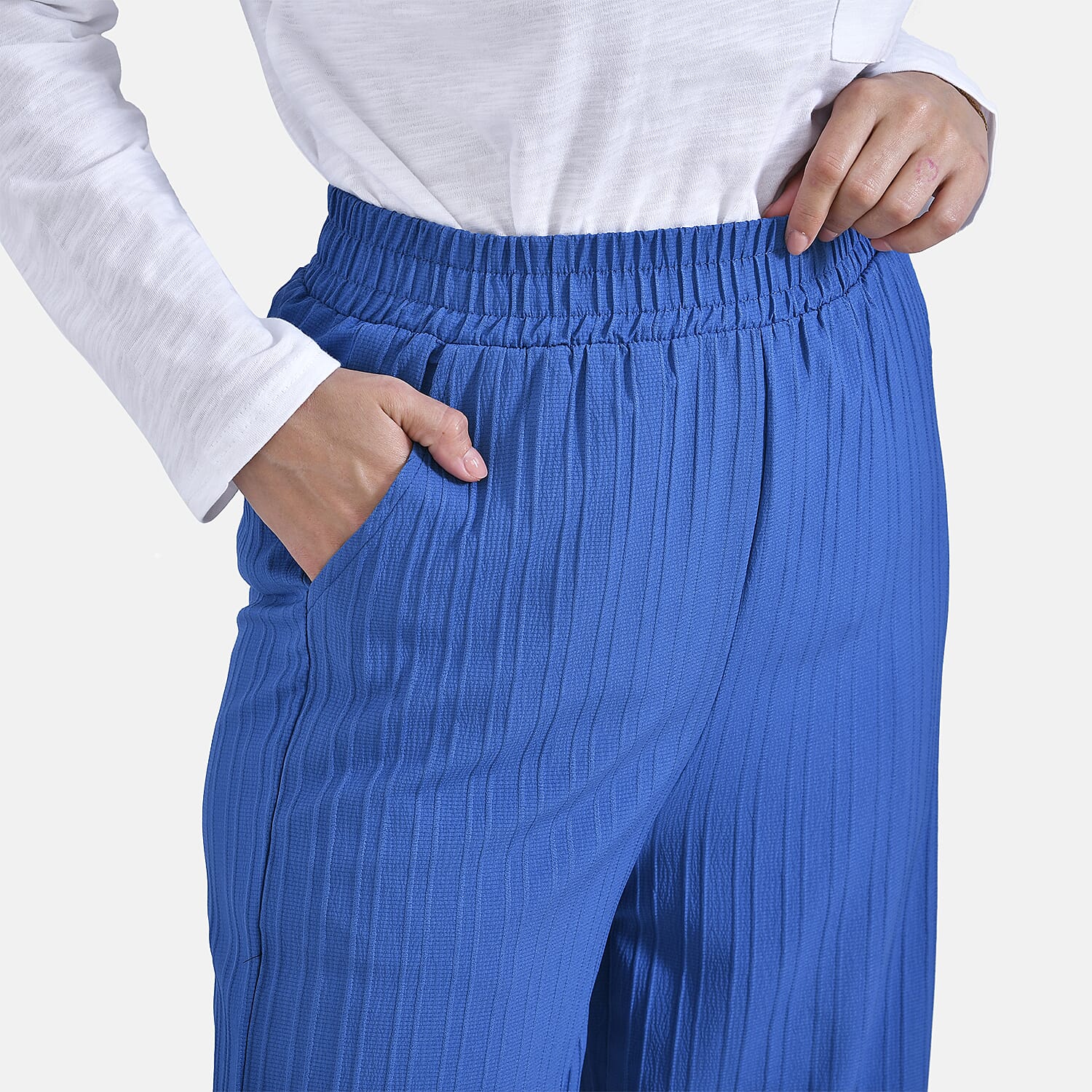 La Marey Womens High Waist Flowy Wide Leg Trousers with Vertical Pleats