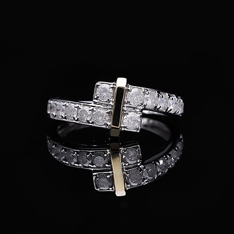 Designer Inspired - 9K White & Yellow Gold Natural Diamond Ring 1.0 Ct