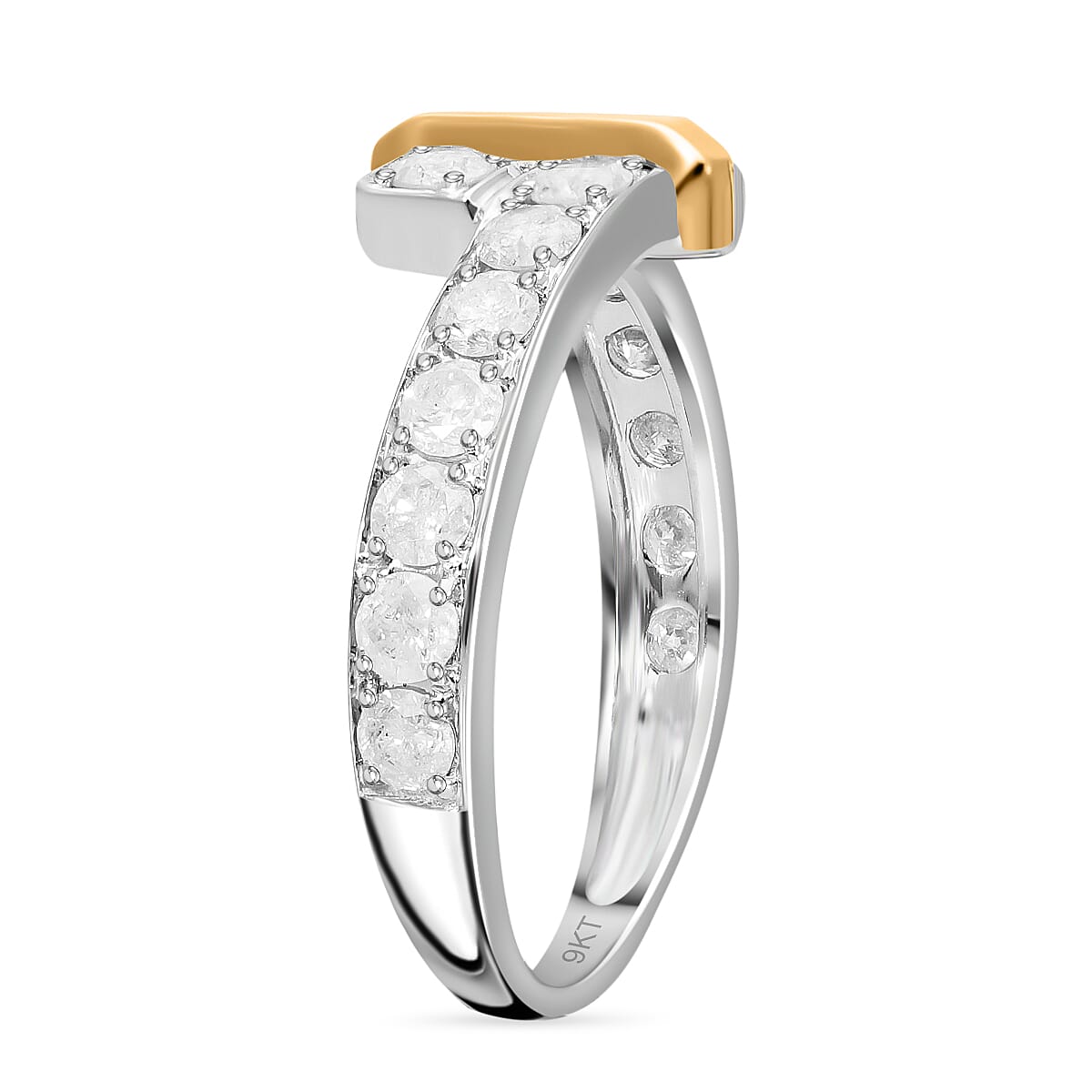 Designer Inspired - 9K White & Yellow Gold Natural Diamond Ring 1.0 Ct