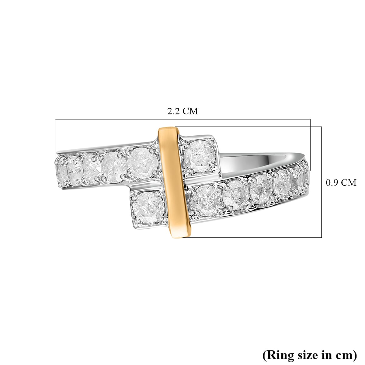 Designer Inspired - 9K White & Yellow Gold Natural Diamond Ring 1.0 Ct