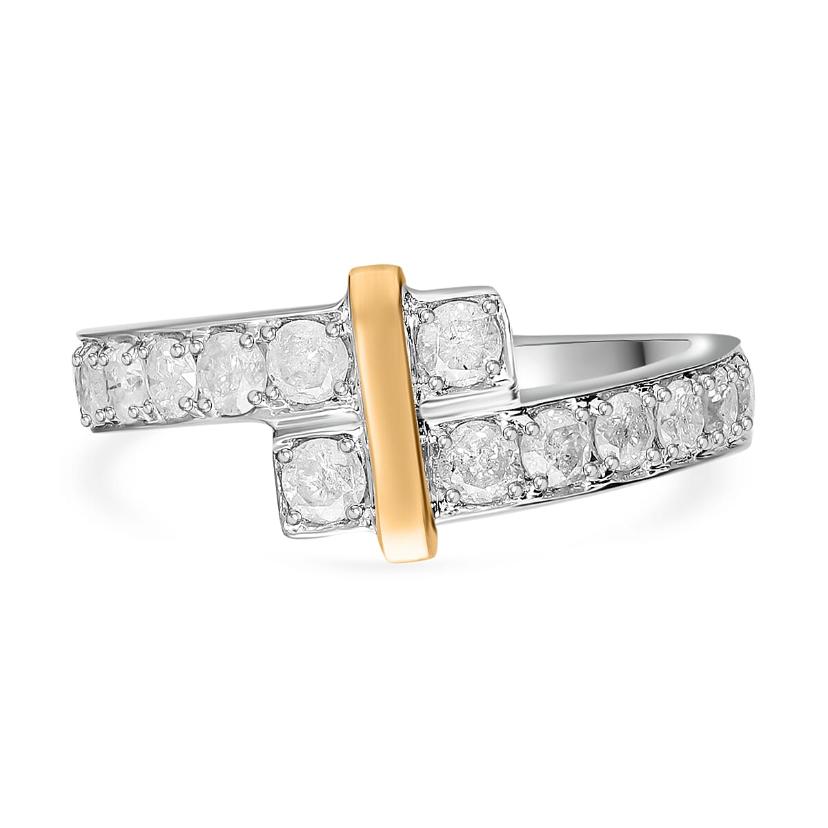 Designer Inspired - 9K White & Yellow Gold Natural Diamond Ring 1.0 Ct