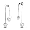 Rose Gold Overlay Sterling Silver Heart Charm Chain Drop Earrings