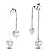 Sterling Silver Heart Charm Chain Drop Earrings