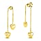 NY Closeout - Yellow Gold Overlay Sterling Silver Heart Charm Chain Drop Earrings