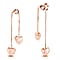 Rose Gold Overlay Sterling Silver Heart Charm Chain Drop Earrings