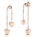 Sterling Silver Heart Charm Chain Drop Earrings